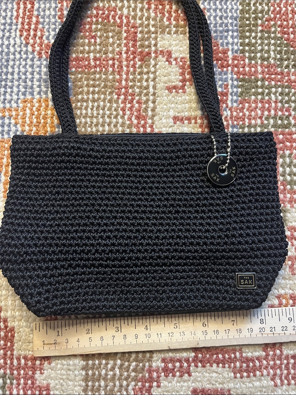 The Sak Black Crochet Knit Baguette Shoulder Mini Bag - Picture 3 of 10